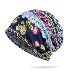 Myshop11 אקססוריז Women Winter Cotton Multi-purpose Flower Printing Beanie Cap Neck Gaiter Warm Face Shield Hats
