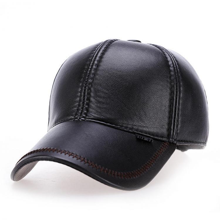 Myshop11 אקססוריז Mens Outdoor Adjustable Earmuffs Artificial Leather Baseball Cap Casual Middle-Aged Dad Hat