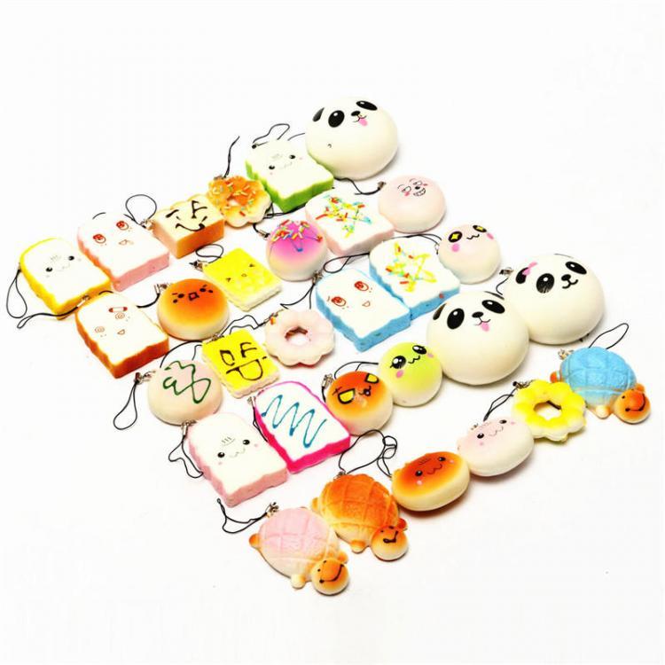 Myshop11 צעצועים ותחביבים  Banggood Kawaii 10Pcs Exquisite Squishy Random Charm Soft Panda/Bread/Cake/Buns Phone Straps Toys Decor